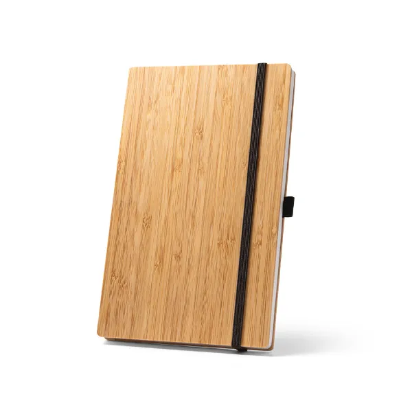 Caderno personalizado de bolso com capa de bambu e lombada em PET reciclado