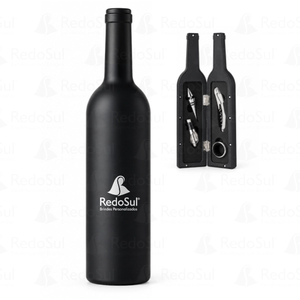 Kit Vinho Personalizado Formato Garrafa com 4 Peças