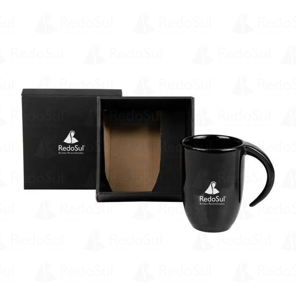 RD 701351-Caneca em cerâmica preta com 350 ml | Jundiai-do-Sul-PR