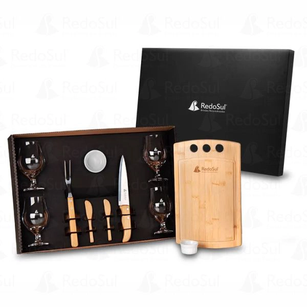 RD 7090008-Kit Churrasco personalizado com acessório para Petiscos e Tábua - 11 Pçs