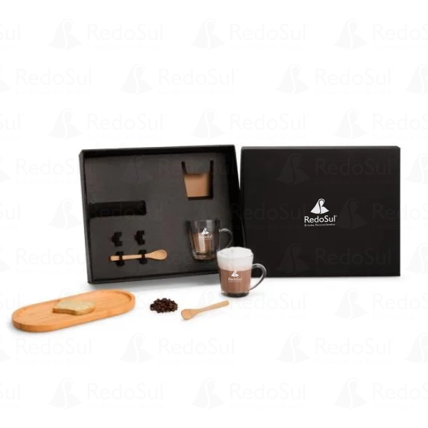 Kit para Café personalizado acompanha 2 canecas de vidro