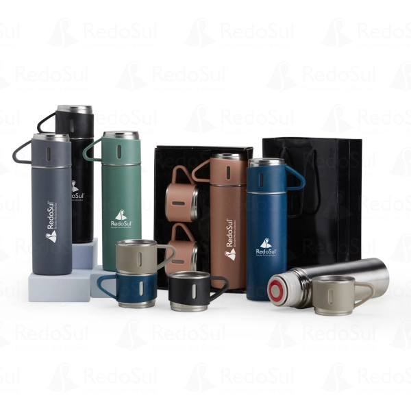 Kit de garrafa térmica personalizado 450 ml com duas tampas extras