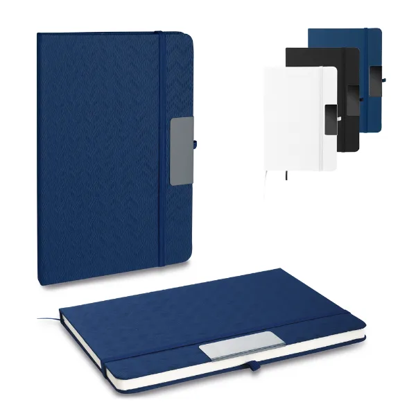 RD 8100495-Caderno personalizado com capa dura em PU e placa metálica tamanho 21 x 15 cm