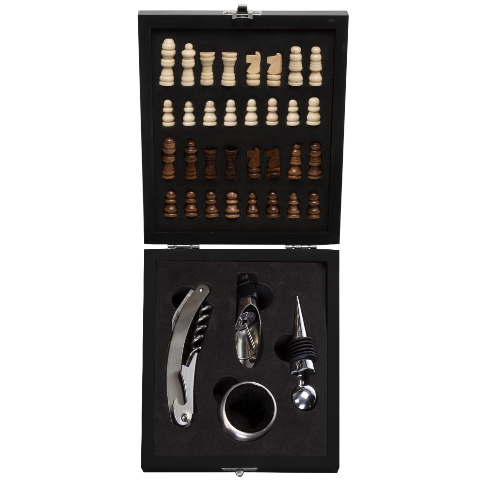 Kit Vinho Xadrez personalizado com 4 peças