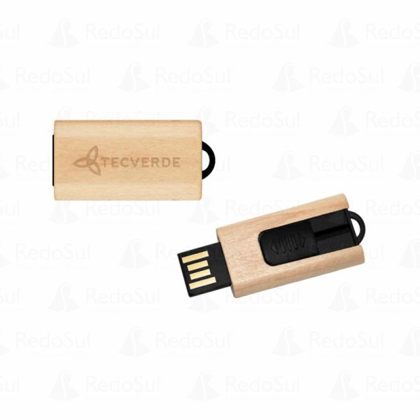 RD 839230-Pen Drive Personalizado Retrátil em Bambu