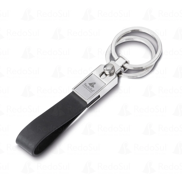 RD 860510 -Chaveiro Metálico Personalizado com Couro Sintético