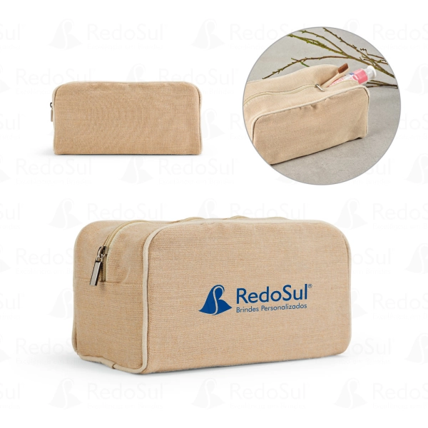 RD 92324-Bolsa de cosméticos Personalizada em juco e polister reciclado