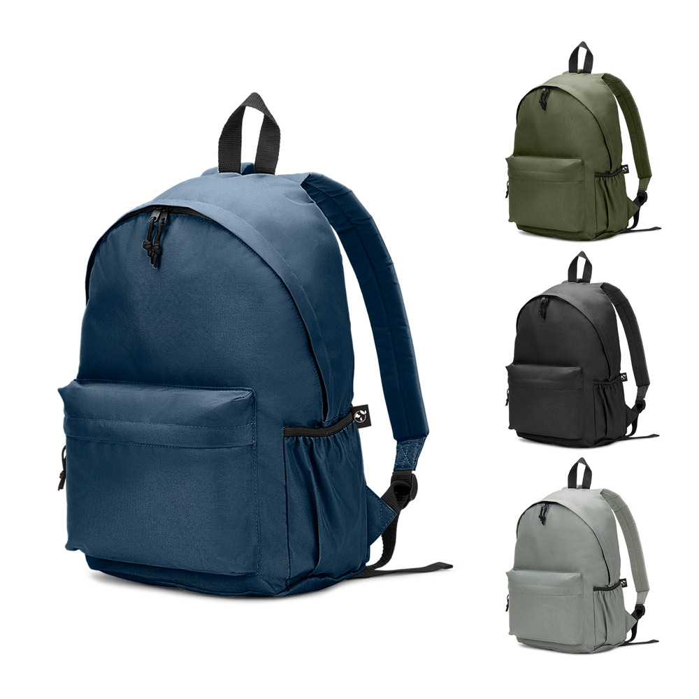 Mochila personalizada em poliéster reciclado 600D com bolso frontal espaçoso 18 L