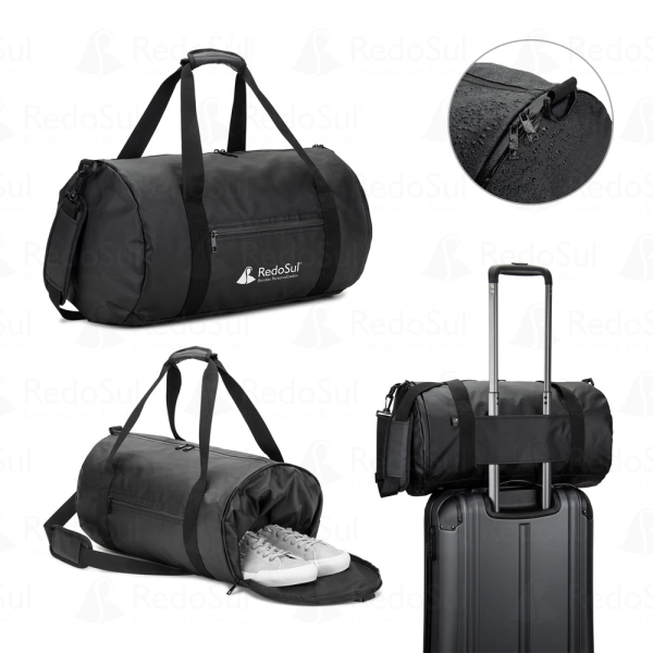 RD 92573-Bolsa esportiva personalizada em formato cilíndrico em poliéster reciclado 32 Litros