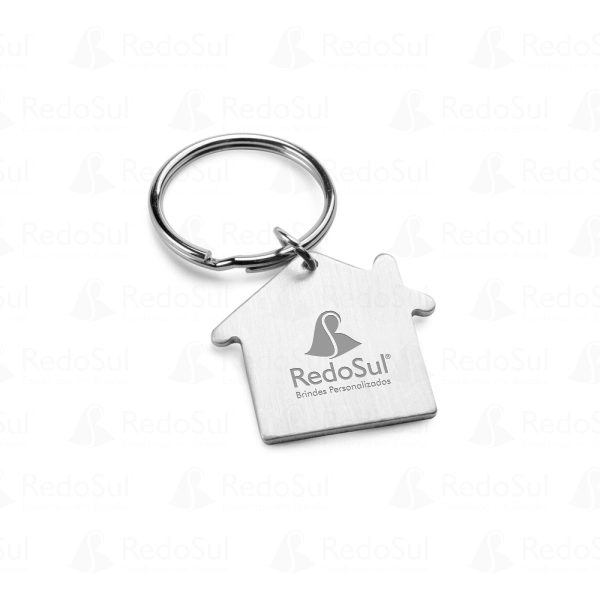 RD 93167-Chaveiro Metálico Personalizado Formato de Casa