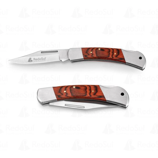 RD 94031-Canivete em Aço Inox e Madeira Personalizado