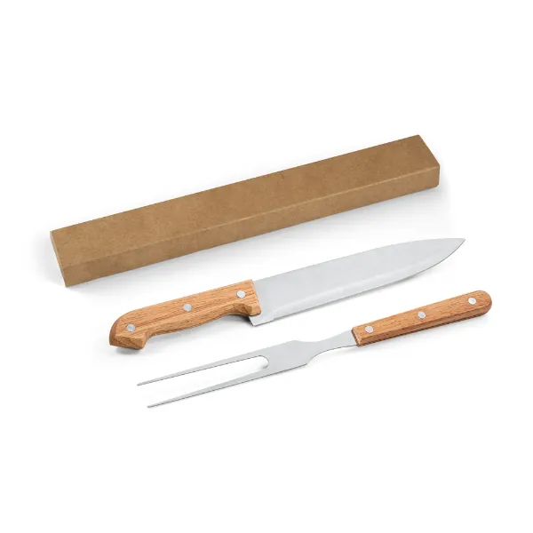 Kit churrasco personalizo em caixa de papel kraft reciclado com 2 utensílios