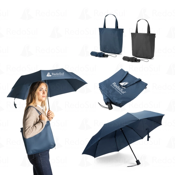 RD 99094-Guarda-chuva personalizado 2 em 1 com sacola de compras em incluso