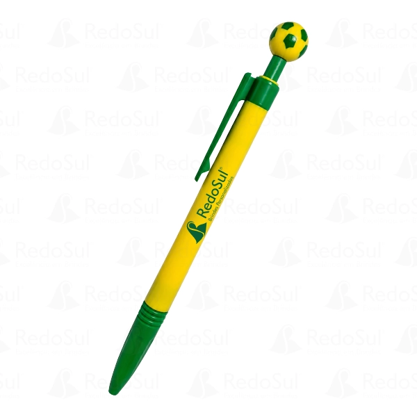 Caneta Personalizada Plástica com Acionador Bola de Futebol