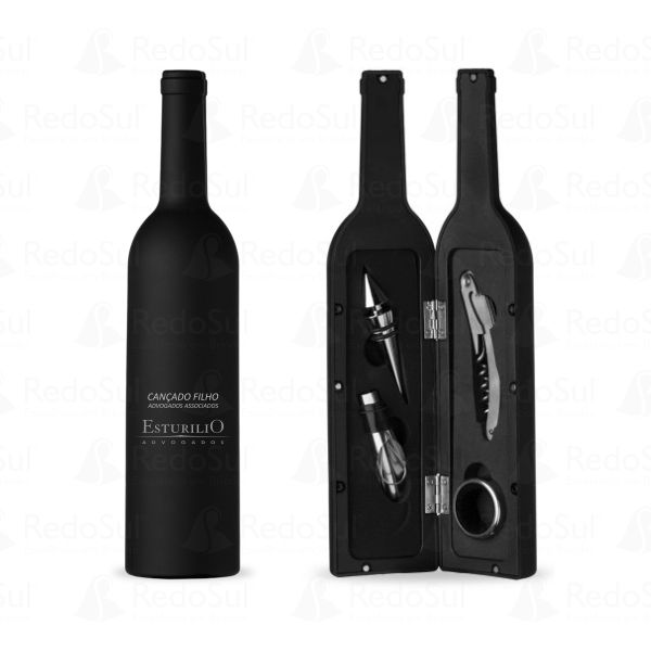 RD 12384-Kit Vinho Personalizado Formato Garrafa com 4 Peças em Embu-Guacu-SP