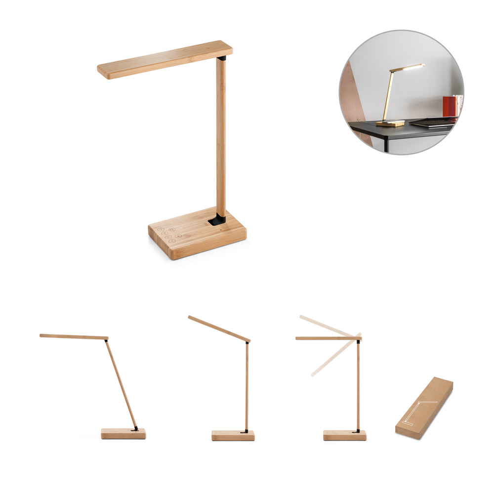 Luminária personalizada em bambu com carregador wireless